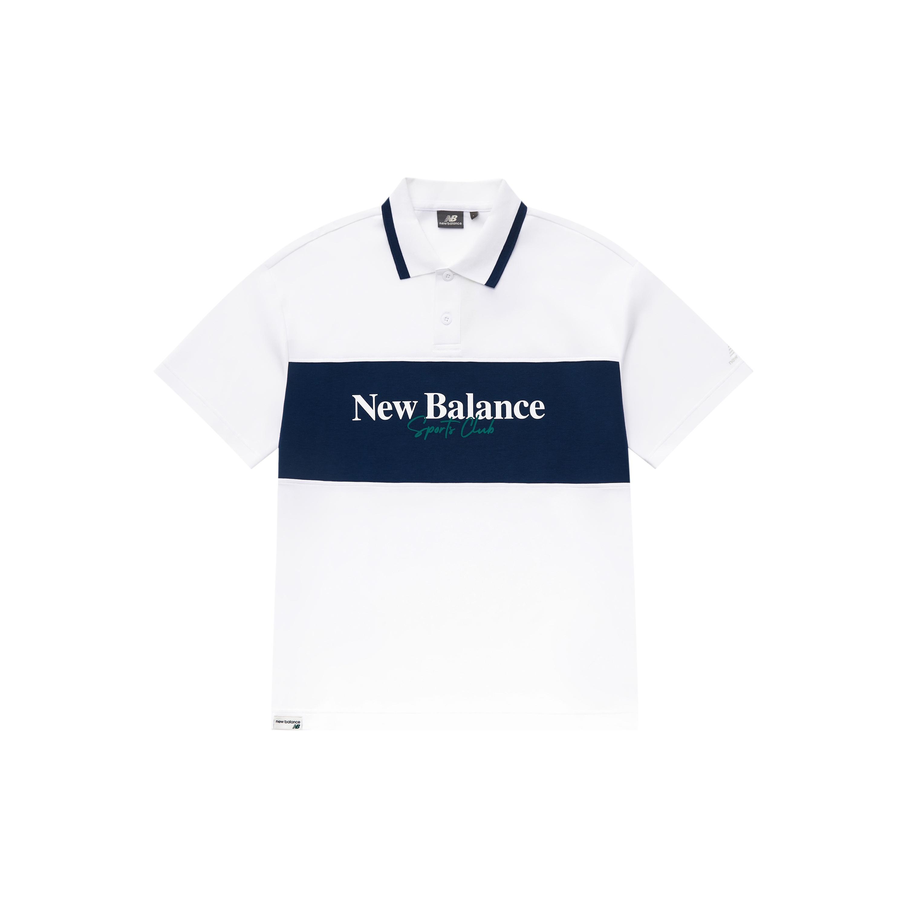 New Balance Polo T-Shirt Asia Sizing White Blue Men s 5FD24203-WT M