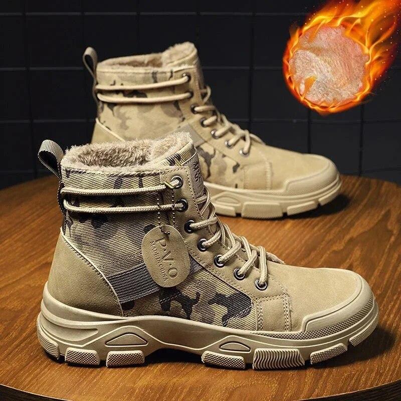 

Високі чоловічі черевики Модні військові тактичні черевики на відкритому повітрі на платформі Дезерт Повсякденні зручні чоловічі армійські черевики 42