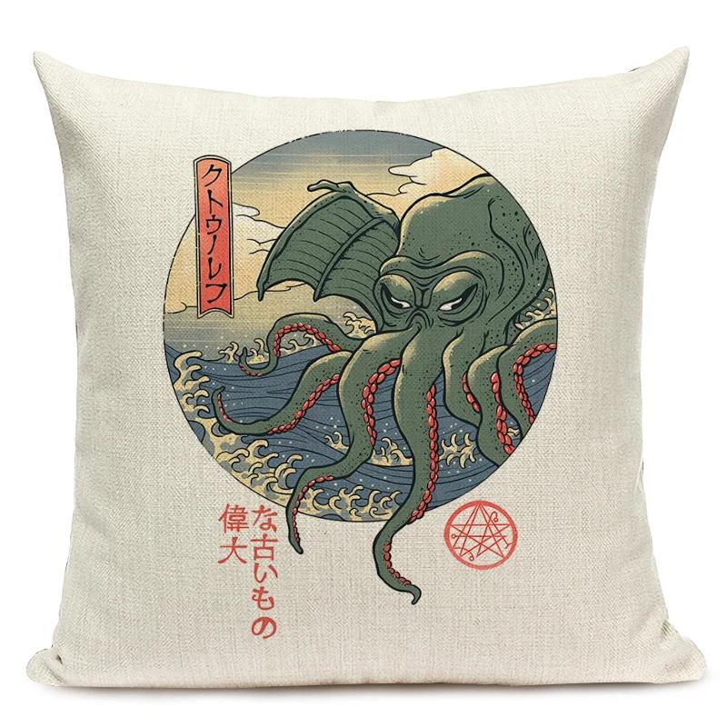 

Декоративная наволочка в японском стиле с милым японским чаем рамен, кошкой и осьминогом для домашнего декора 450mm*450mm
