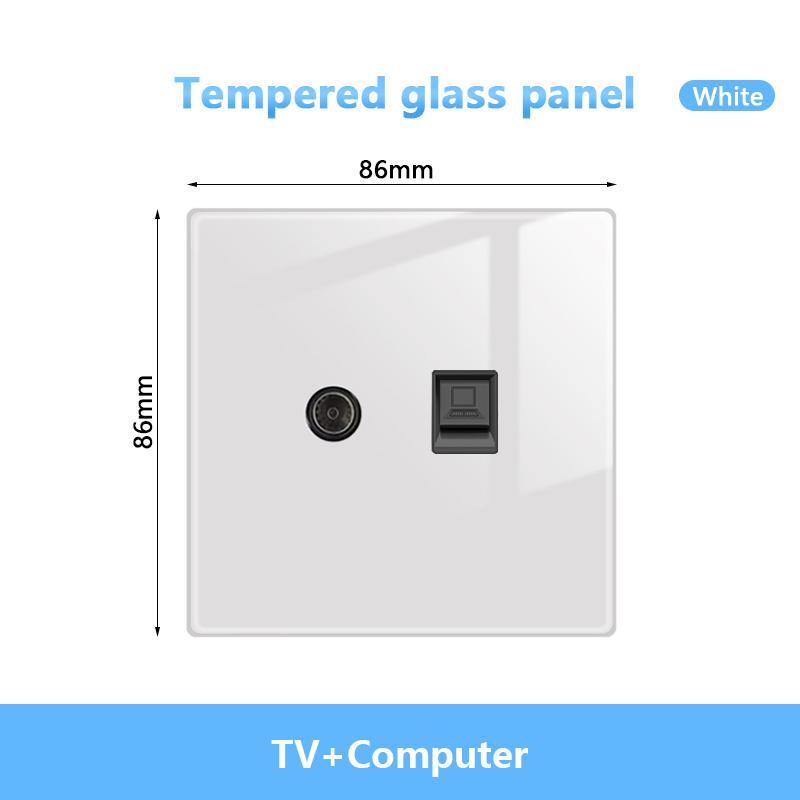 White LED Indicator Light Switch Panel Glass Piano Key Self-reset Wall Switch socket,UK FR EU Universal USB Electrical Outlet