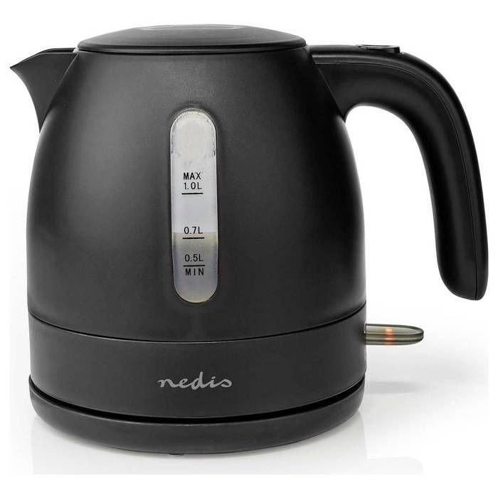 Bouilloire électrique Nedis - 1.0 L - Noir - Rotatif à 360 degrés - Élément chauffant dissimulé