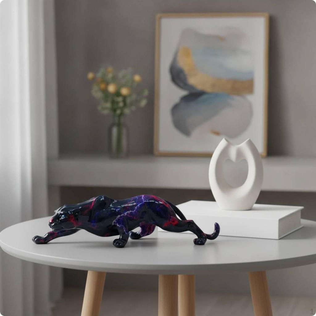 Leopard Figurine Glossy Statue Sleek Panther for Home Stylists, Art Collectors,