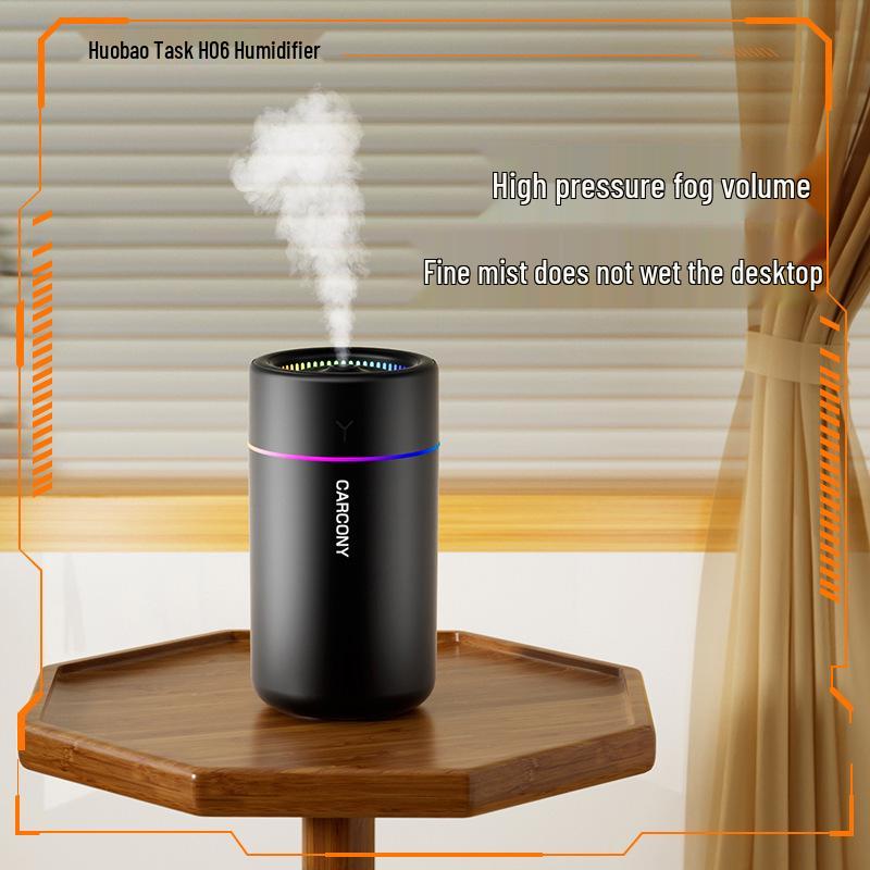 Mini USB Humidifier with Seven-Color Light & Silent Mist for Desktop and Car