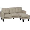 Corner Sofa - HOMCOM - 3 Seater - Reversible Chaise Longue - Tufted Backrest - Linen-Look Fabric - 186 X 130 X 84 Cm - Beige