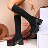 Fashion New Women's Chunky Platform Knee-High Boots Thick High Heels Punk Long Boots Woman Plus Size Slim Stretch Autumn Winter Boots
