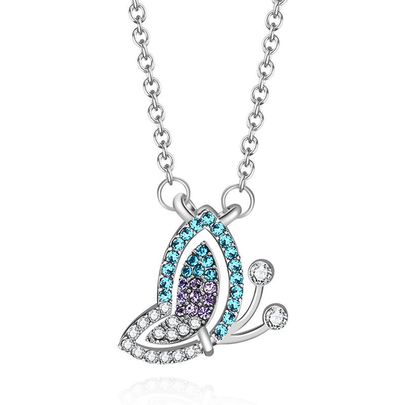 

Beautiful Pendant Butterfly Lock Chain Necklace In Titanium Steel With Trendy Style Geometric Silver Butterfly