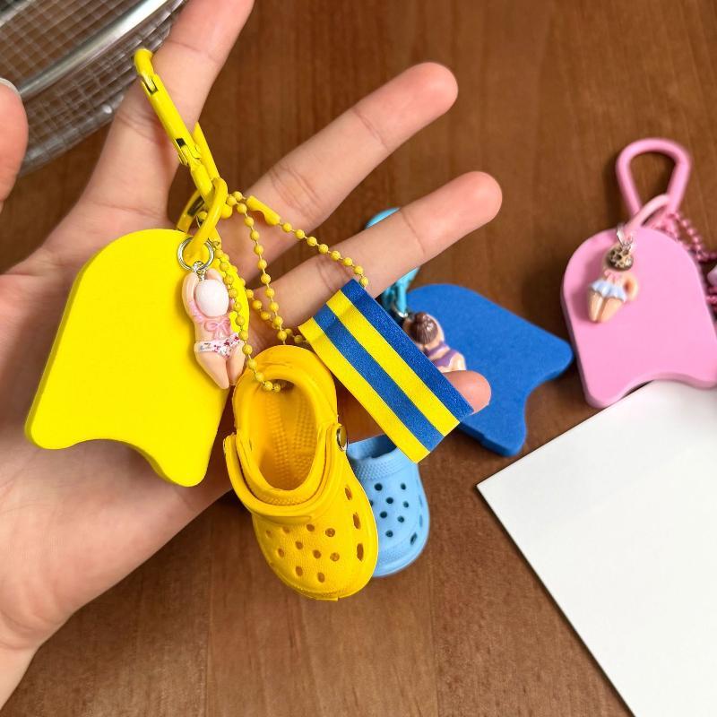 Cute Summer Beach Keychain with Mini Clog Swimmer Pendant Perfect Beach Vacation Souvenir Gift