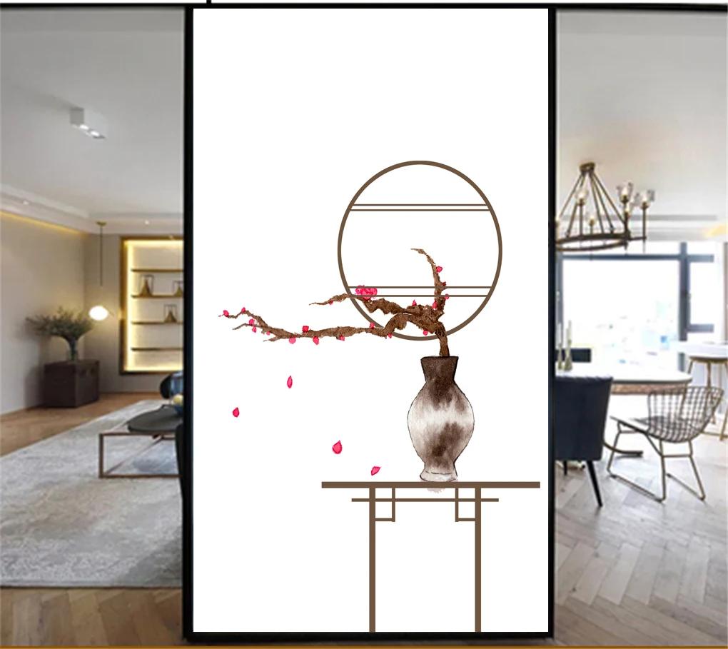 

Decorative Windows Film Privacy Beautiful Vase Stained Glass Window Stickers No Glue Static Cling Frosted WindowTint (as the picture,40x60cm WxH)