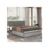 Funktionelles Bett - MUVOE - Euro - Verstellbares Kopfteil - Kristall-Dekoration - 140 x 200 cm - Grau
