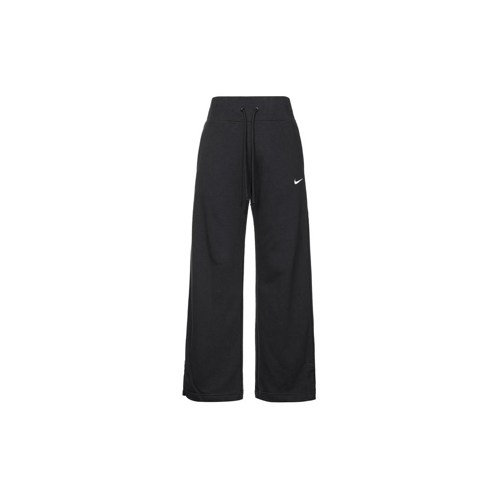 Nike Solid Color Drawstring Straight-Leg Knit Pants Women Bottoms Black FZ7208-010