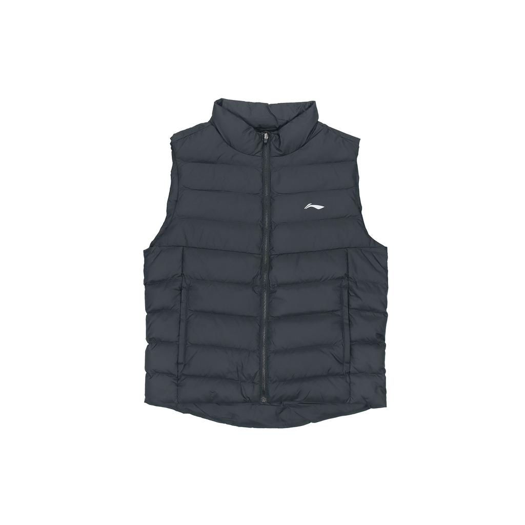 Li Ning Training Series Stand Collar Slim Fit Warm Down Vest Men Outerwear Standard-Black AMRQ011-1