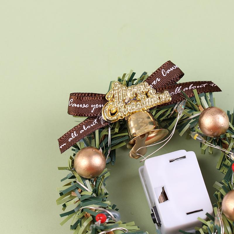 1 stk 1:12 1/6 dukkehus miniatyr mini julekrans med lys modell dukkehus dekor tilbehør
