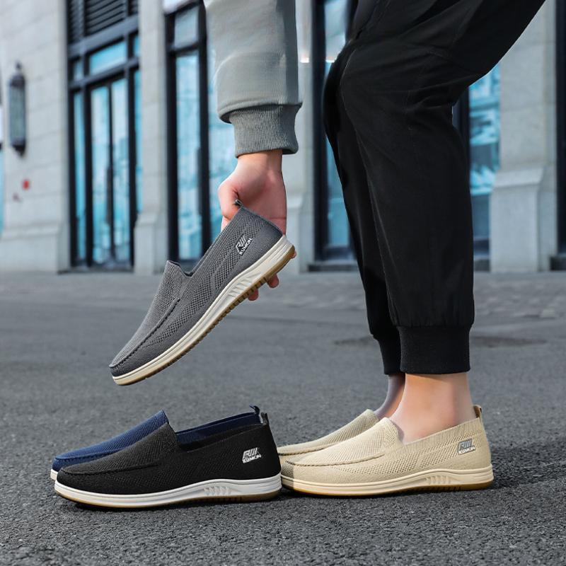 Summer Men's Mesh Breathable Casual Shoes Classic Flat Slip On Cloth Shoes Outdoor Street Leisure Shoes for Men Zapatos Casuales
