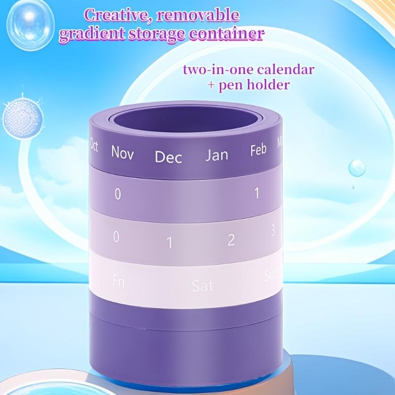 Multifunctional Detachable Gradient Color Thickened PP Calendar Pen Holder - Creative and Durable Desktop Stationery Organizer фиолетовый