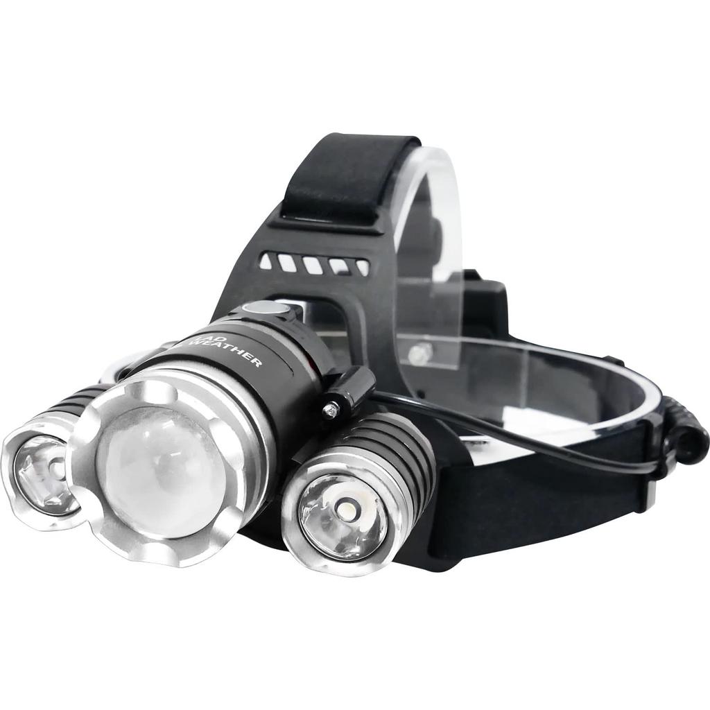 Radweather CREE Chip LED for Emergency and Work Sensor-Equipped 3-Light Headlight, Rechargeable, Waterproof, Preparedness, Camping, Fishing, (Silver)