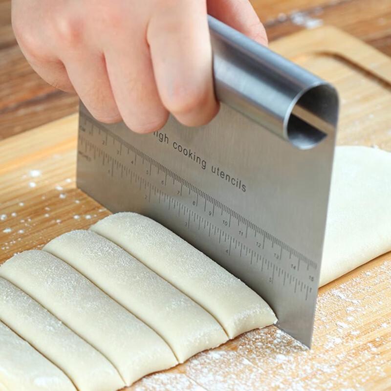 MDNG Stainless Steel Dough Scraper Set with Wooden Handles