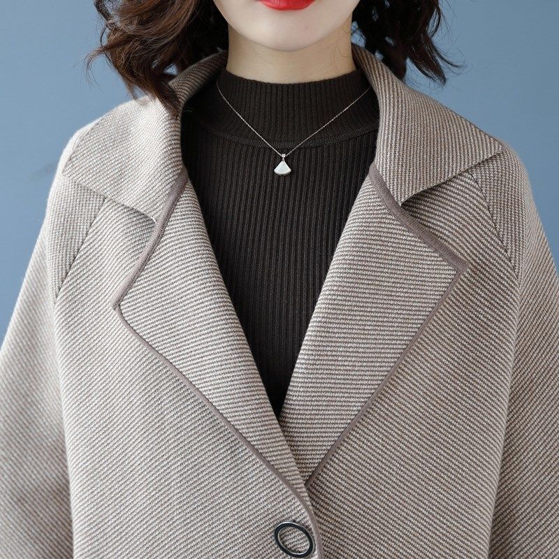 Spring Autumn Middle Age Coat Women Fashion Korean Slim Casual Woolen Coats Overcoats Female Outerwear
