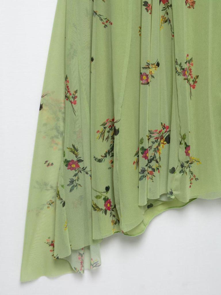 2025 Silk Screen Print Low-Cut Suspender Dress - European & American Summer Fashion