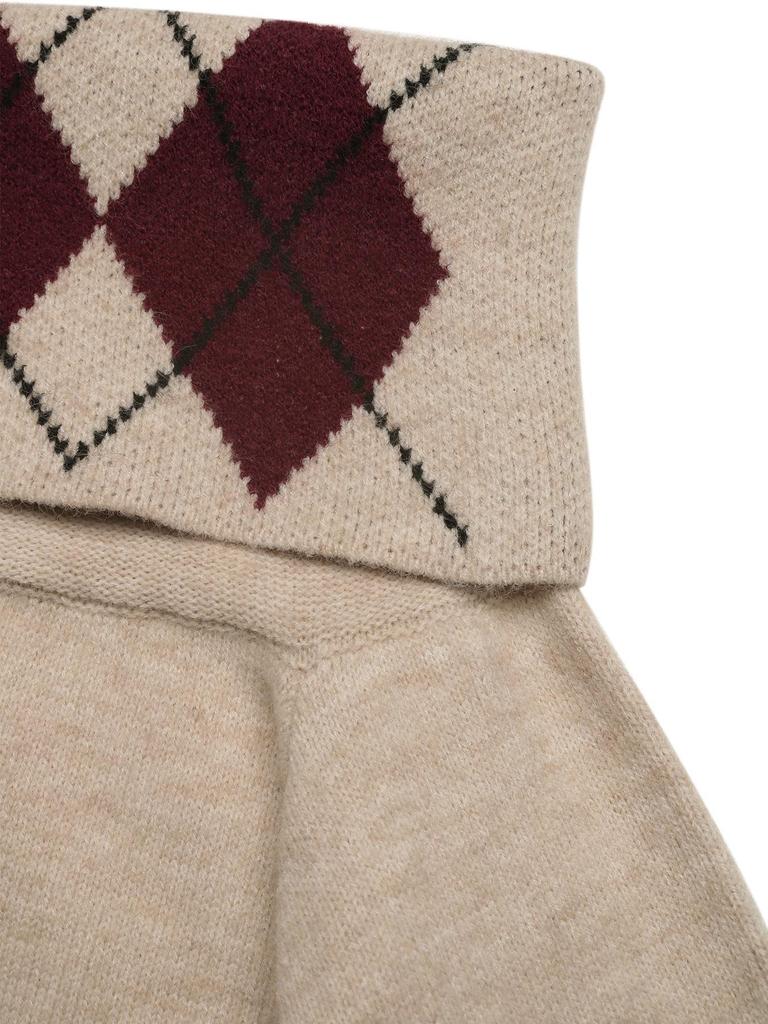 Women's Autumn/Winter Diamond Pattern One-Shoulder Pullover Knit Sweater with Lapel