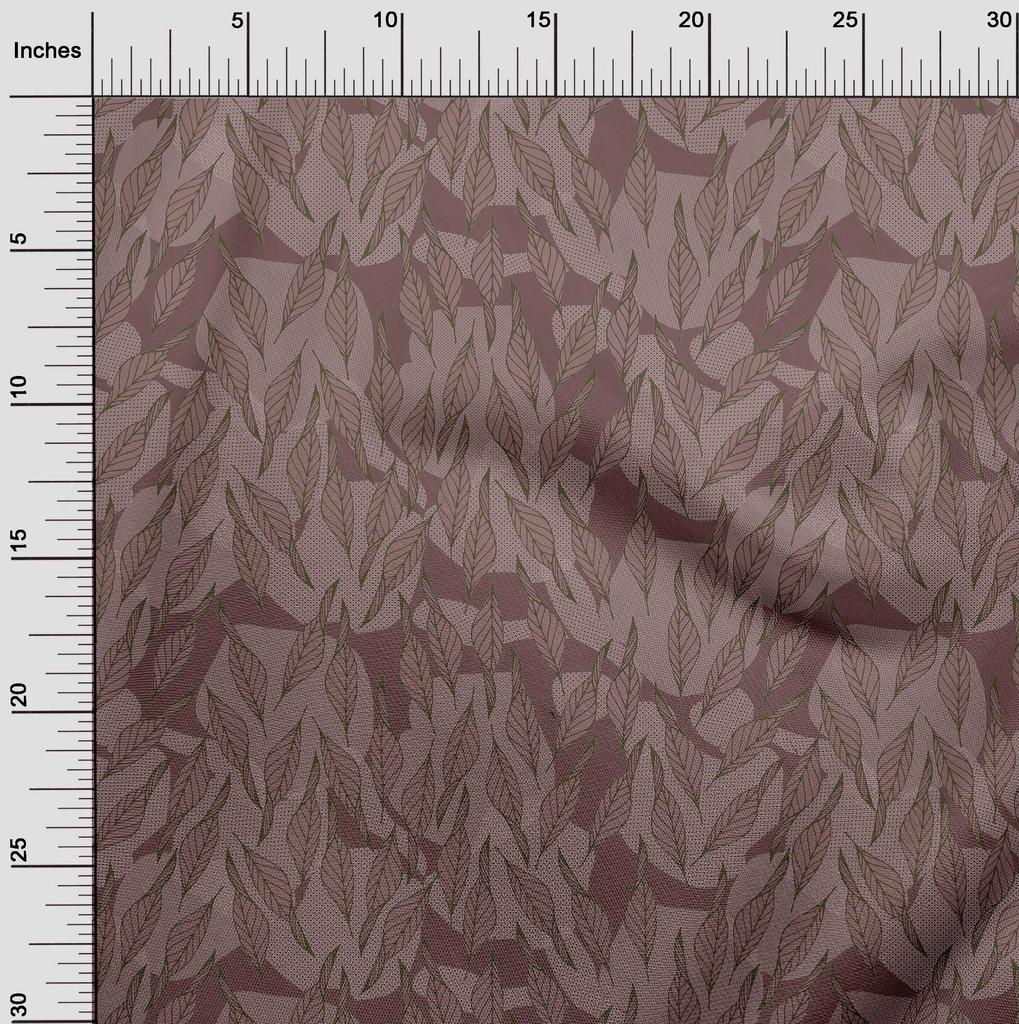 oneOone Cotton Cambric Dark Rose Brown Fabric Leaves Dress Material Fabric Print Fabric By The Yard 42 Inch