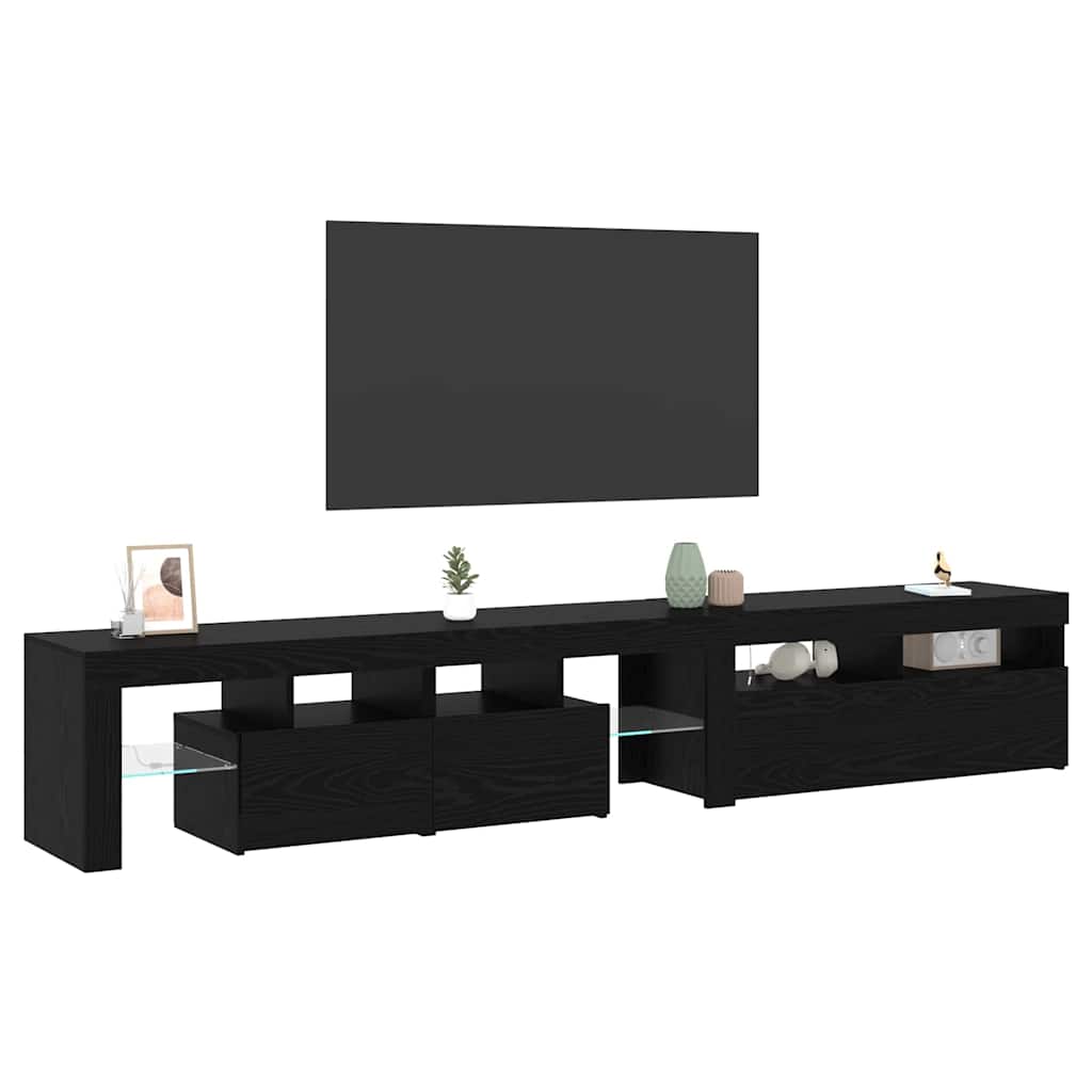 TV Cabinet Set of 2 Black Oak Effect 230 X 36.5 X 40 Cm