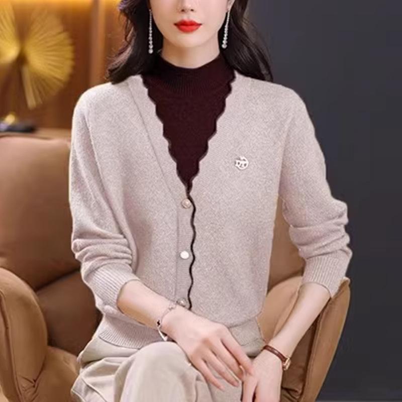Women's High Neck Layered Knit Sweater – 2025 Autumn/Winter Fashion
