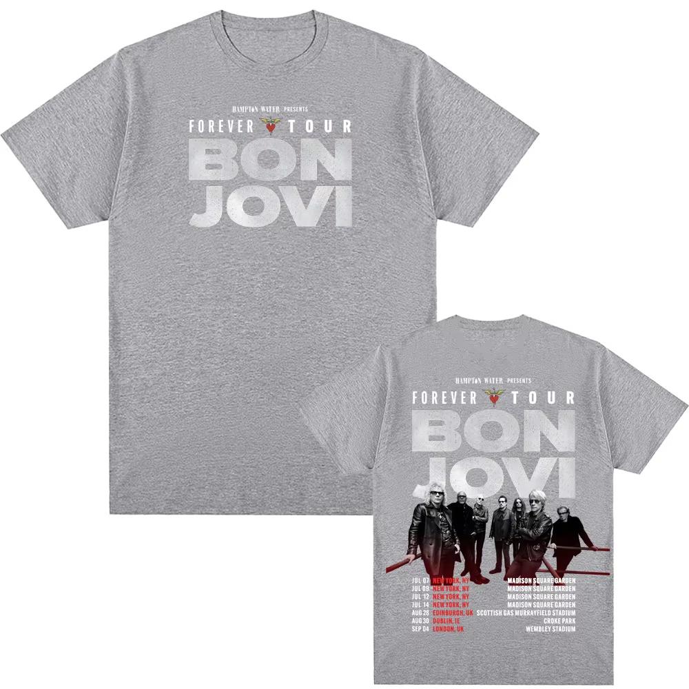 Bon Jovi Forever Tour Poster Stampa T-shirt Donna Unisex Puro Cotone Girocollo Top Estivo Harajuku streetwear Magliette alla Moda Unisex