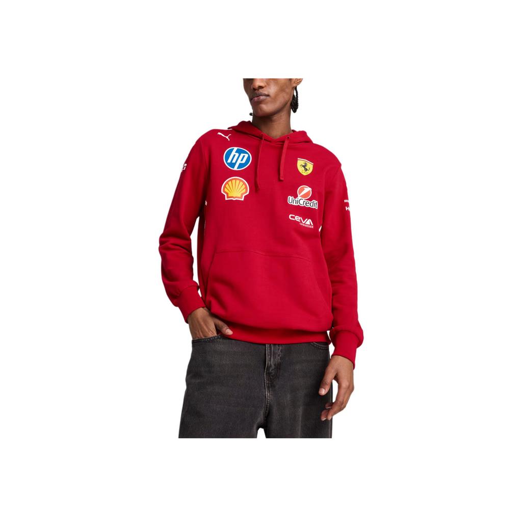 Puma Logo Hooded Long Sleeve Sweatshirt Men Sweatshirt Deep-Cherry 763941-01