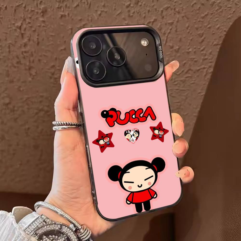 Cute Cartoon-Pucca Phone Case Color Silver Shell For IPhone 17 16 15 14 13 12 11 Pro Max Plus