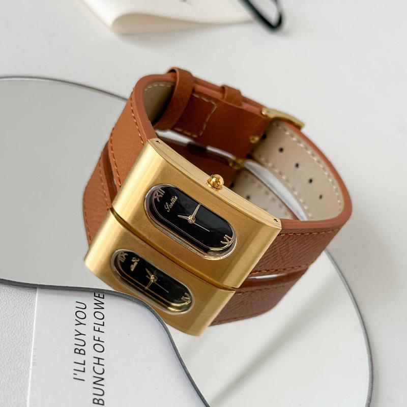 Shigaodi Damen Retro Minimalistische Lederarmbanduhr – Modisch, Lässig und Wasserdicht.