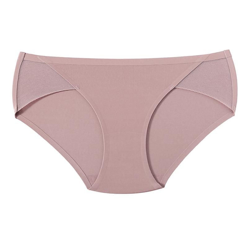 

Сексуальные женские трусики из ледяного шелка, бесшовное нижнее белье, сетчатые лоскутные трусы, удобные трусы со средней талией L коричневый