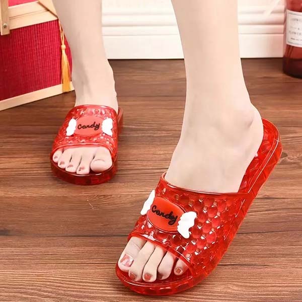 WTEMPO PVC Summer Flat Heel Breathable Cool Thick Slippers Women Large Size Casual Non Slip Wear-resistant Slippers