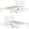 Solid Wood Bed with Drawers White 90x200 cm Pine