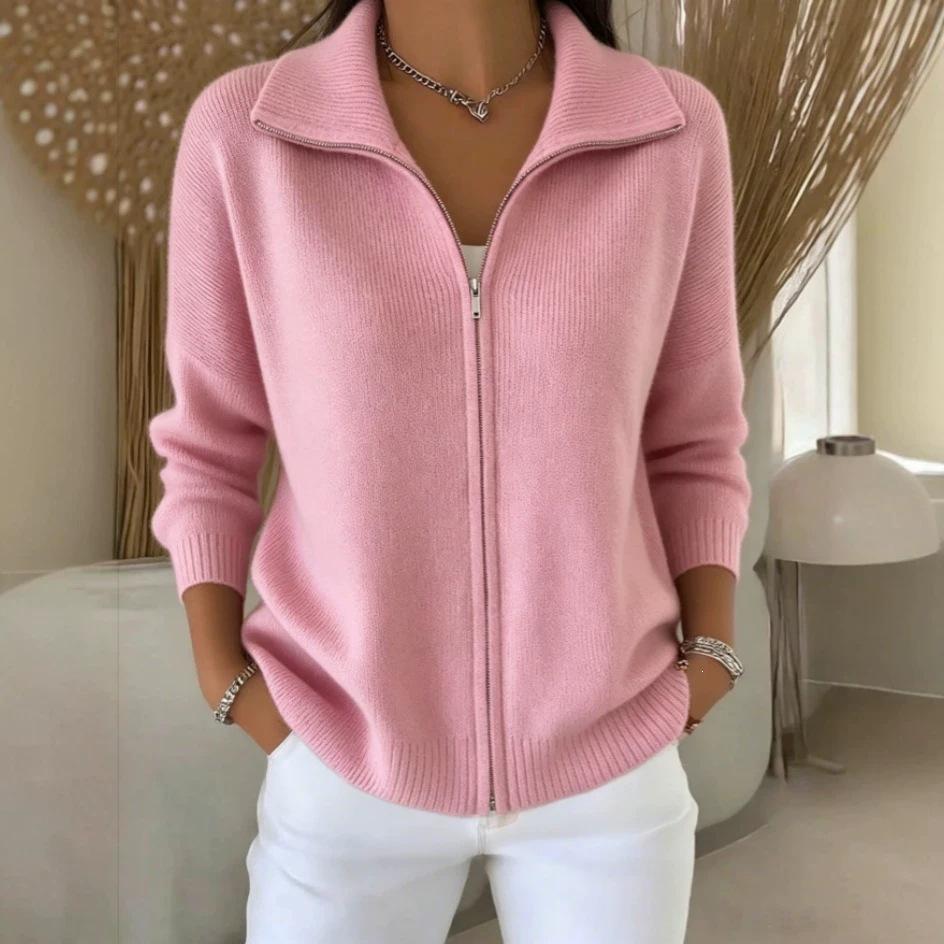 European & American Zipper Knit Cardigan Sweater - Autumn/Winter Casual Fashion for Women