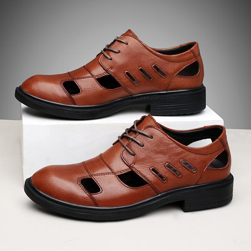 

Удобные и дышащие мужские кожаные туфли и сандалии Кожаные туфли для отдыха и вечеринок, популярные кожаные туфли 36-48 48 коричневый