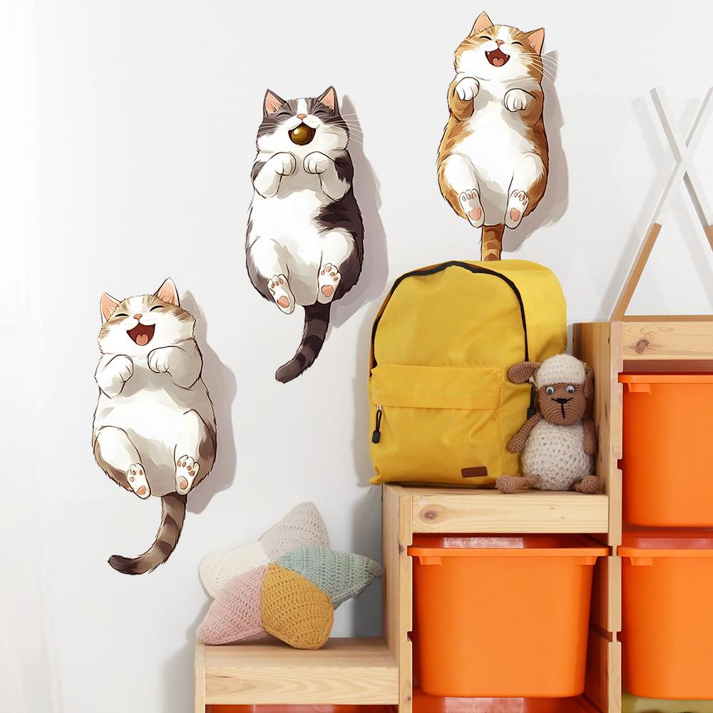 Three Little Fat Cats Bedroom Living Room Home Background Beautification Decoration Wall Stickers