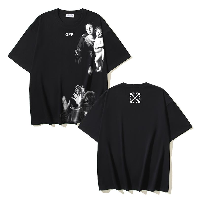 1178 Off-White 2026 Summer New Angel Religion Virgin Mary Printed Short Sleeved T-shirt for Men and Women