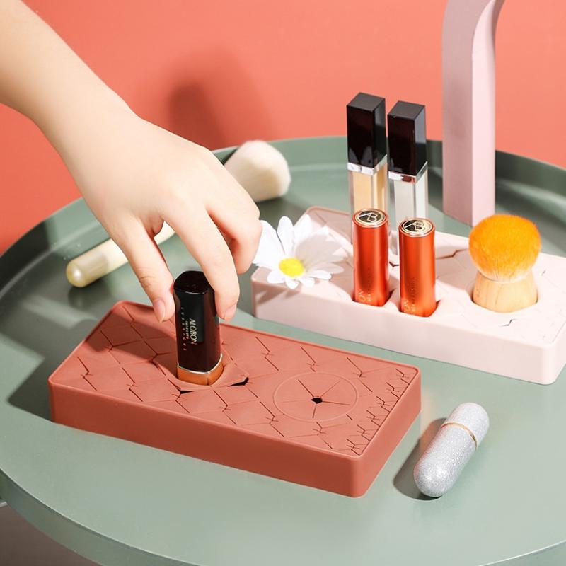 New Style Desktop Organizer Silicone Lipstick Storage Rack Cosmetic Makeup Box Eyebrow Pencil Display Brush Lipstick