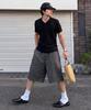 Noming Chino One-Pleat Pocket Wide Bermuda Shorts - Charcoal
