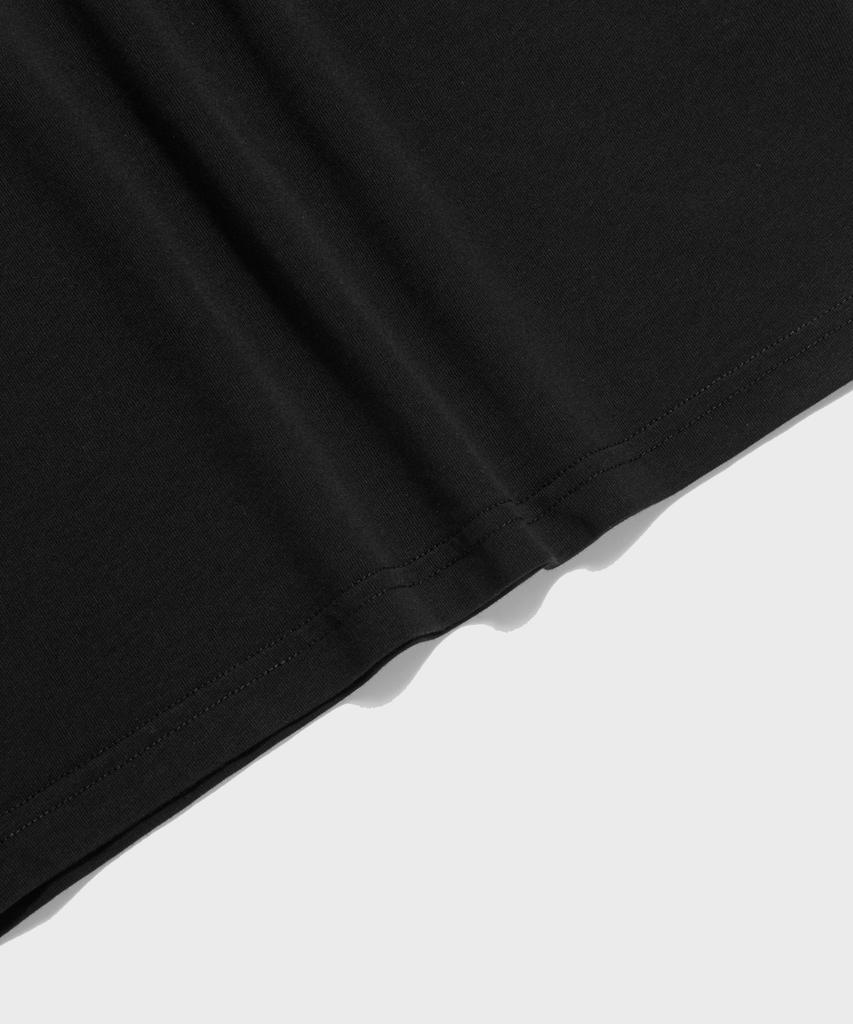 Ledeutoneido Vintage Cotton Short Sleeve Henley Tee Black