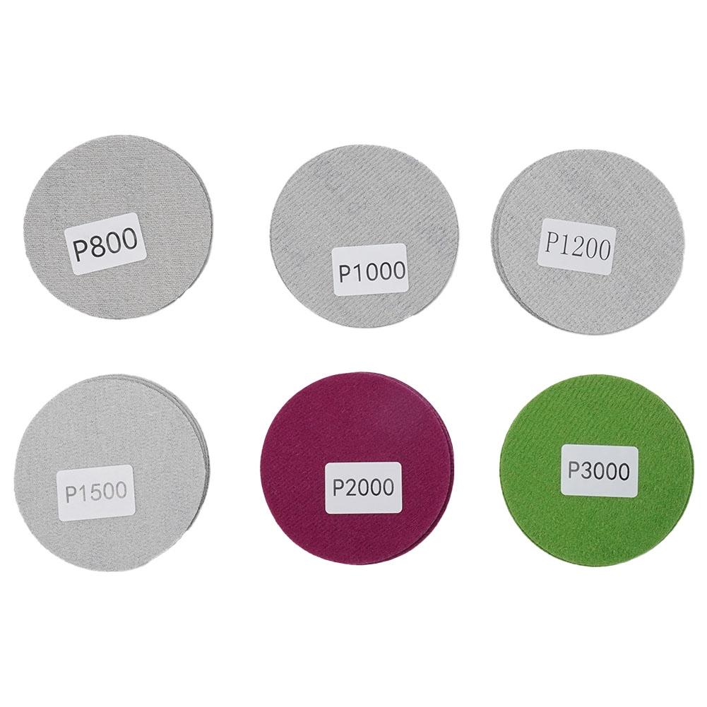 3in 75mm Sandpaper 60pcs/set 800-3000 Grit Hook&Loop