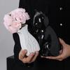 Cat Statue Kitten with Tilted Flower Vase Ceramic Flower Holder Decorative Vase  Flower Arrangement