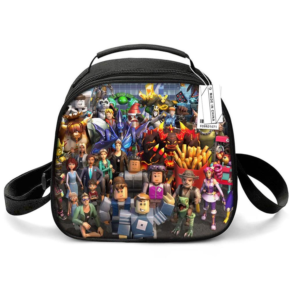Lunch Bag Primary School Picnic Bag Round Ice Pack Rob Ross Printed Shoulder Portable Cartoon Meal Bag
