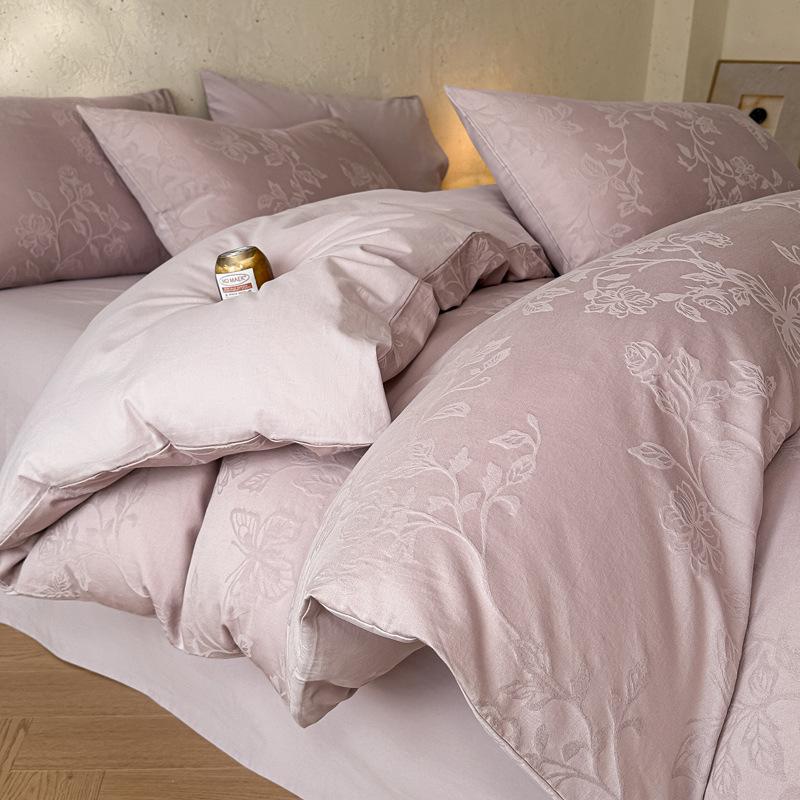 Class A Cotton Embossed Jacquard Brushed Dormitory Bedding Set - 3 Piece