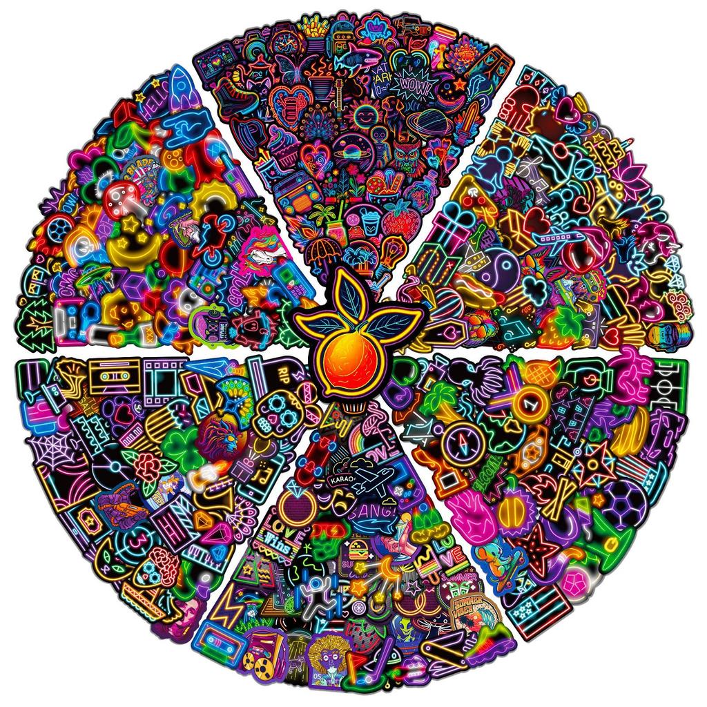 50-300 Neon Stickers Dark Night DIY Neon Doodle Personalized Colorful Creative Car Stickers