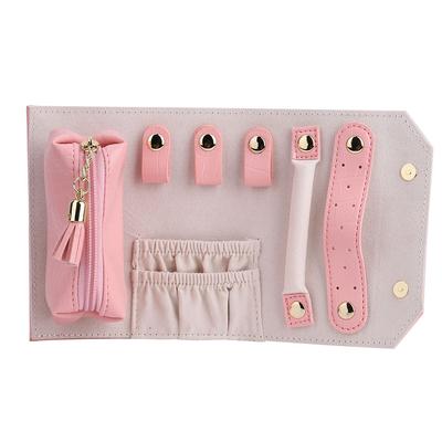Elegante PU-Leder Tragbare Schmuckaufbewahrungs-Rolltasche Organizer für Reisen