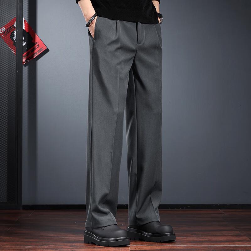 JieLeNuo Men's 2026 Spring Loose Straight Suit Pants
