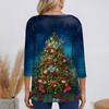 3/4 Sleeve Shirts For Women Print Christmas Tees Blouses Casual Plus Size Basic Tops Pullover
