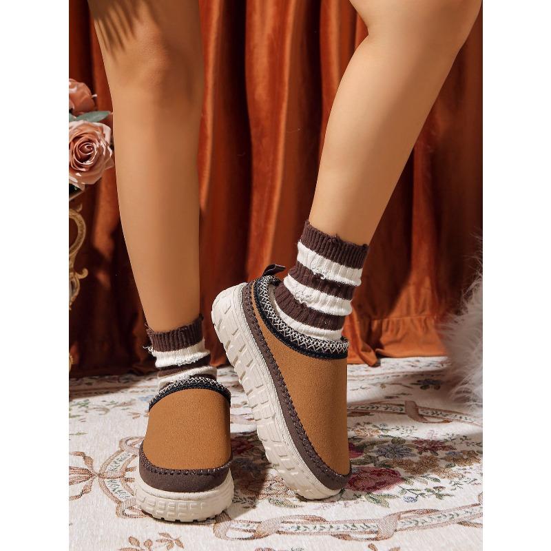 2025 Winter Platform Cotton Slippers Women's Plus Size Muffins Fleece Warm Lace Lazy Toe Slippers