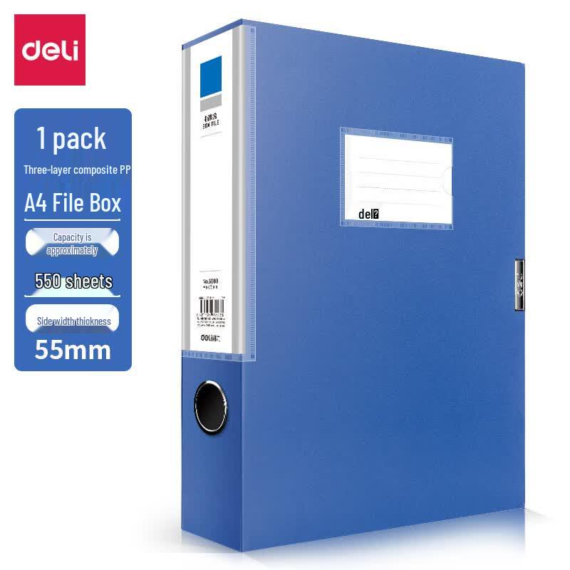 Deli 5682 A4 35mm Archival Filing Box - Dark Blue